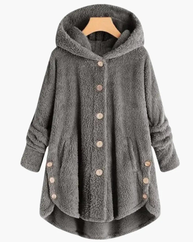 Women's Jacket with Hood and Button Closure