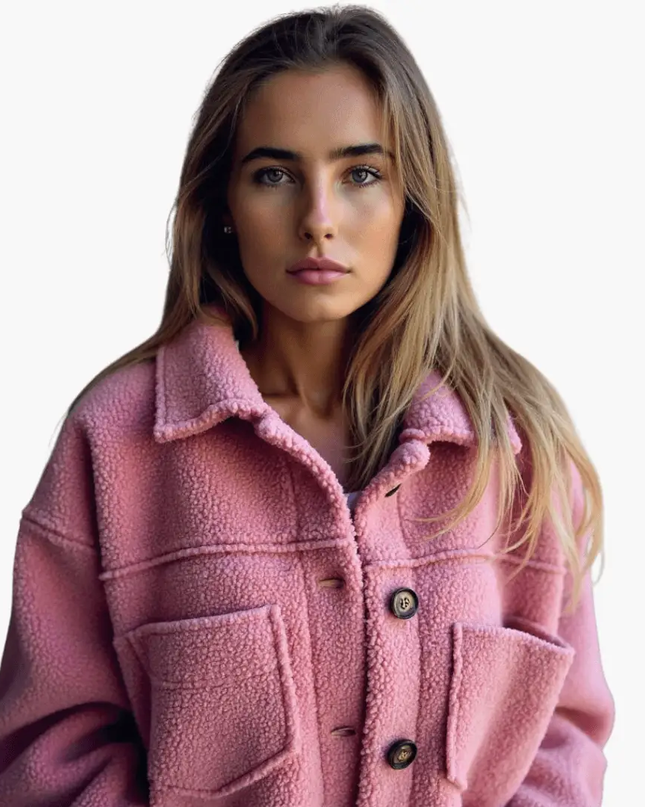 Women's Fleece Jacket with Buttons – Cozy & Warm