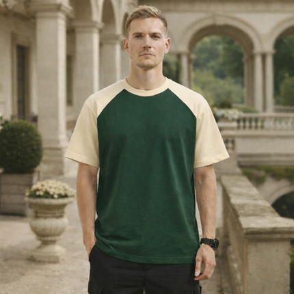 Men’s Two-Tone Raglan Cotton T-Shirt