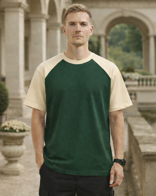 Men’s Two-Tone Raglan Cotton T-Shirt