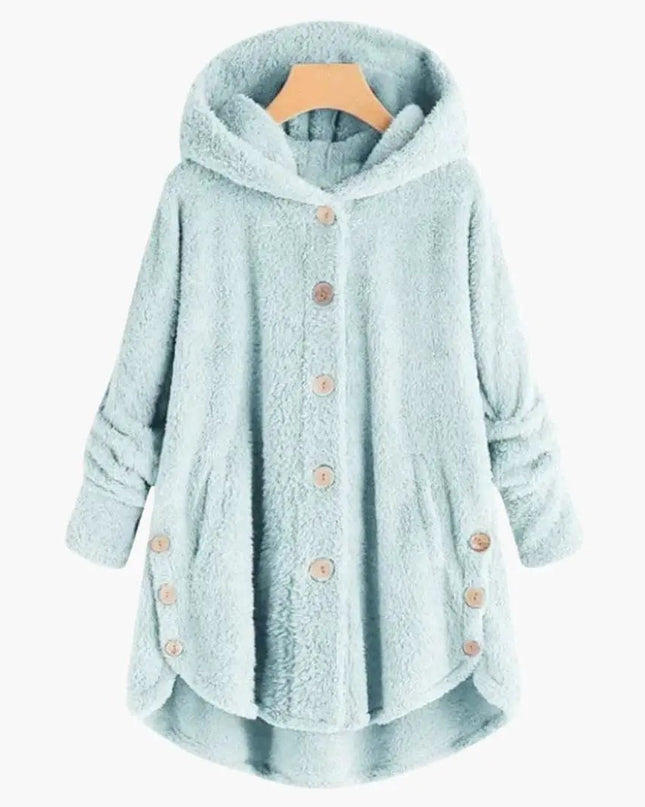 Women's Jacket with Hood and Button Closure