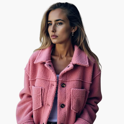 Women's Fleece Jacket with Buttons – Cozy & Warm