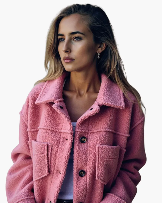 Women's Fleece Jacket with Buttons – Cozy & Warm