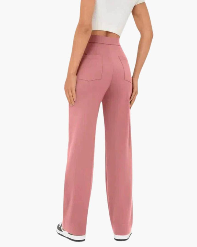 High Waist Palazzo Pants for Women with Button Placket – Stylish & Comfortable