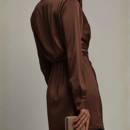 Elena | Long Sleeve Mini Dress with Wrap Detail