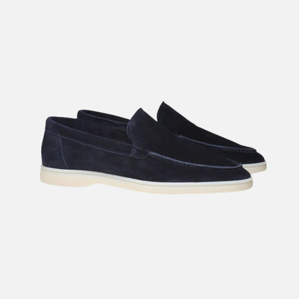 Men’s Slip-On Loafers – Stitched Detail & White Sole