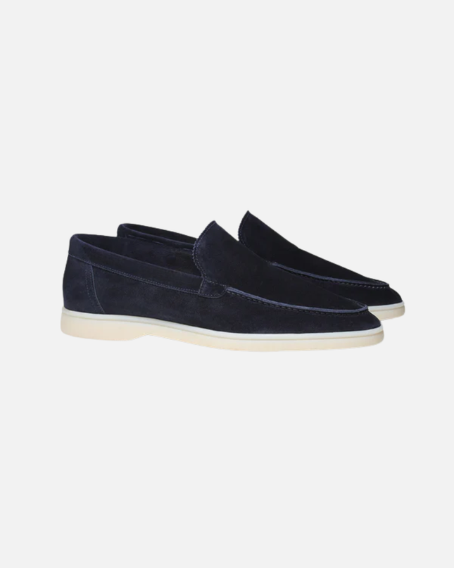 Men’s Slip-On Loafers – Stitched Detail & White Sole
