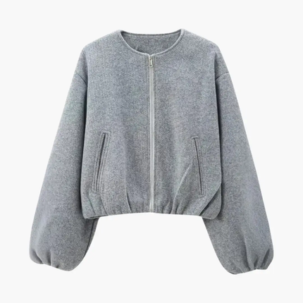 Women’s Cropped Jacket with Zipper Closure