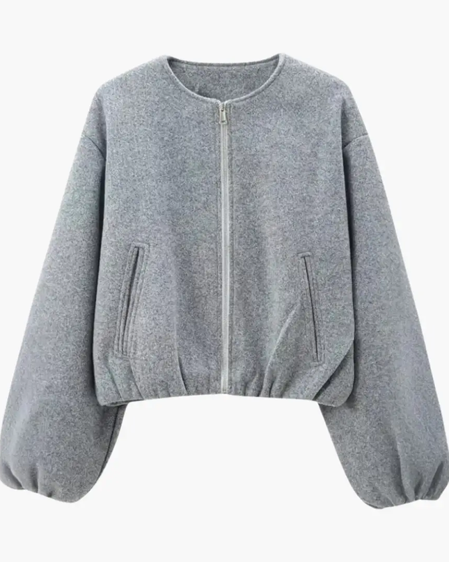 Women’s Cropped Jacket with Zipper Closure