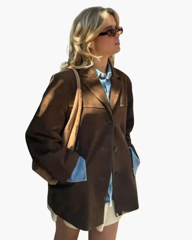 Women's Blazer with Button Closure and Side Pockets