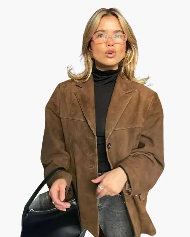 Women's Blazer with Button Closure and Side Pockets