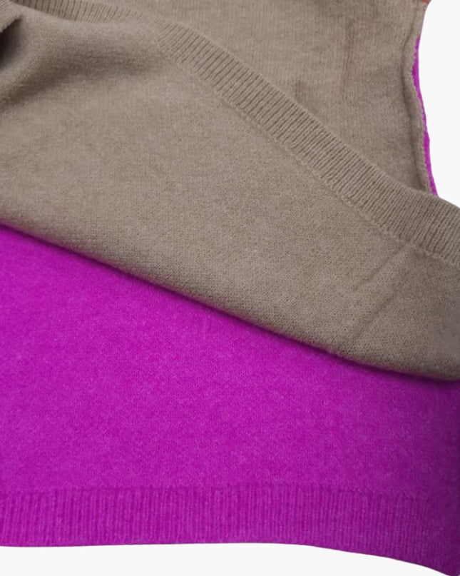 Women's Colorblock Knit Sweater with High Collar