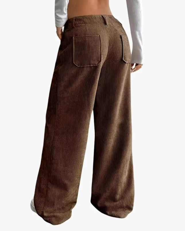 Women's Corduroy Pants with High Waist and Pockets