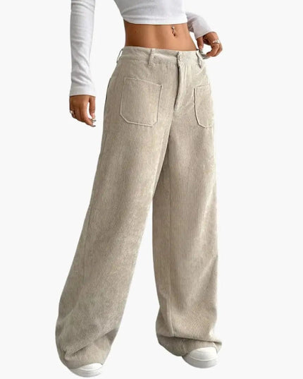 Women's Corduroy Pants with High Waist and Pockets