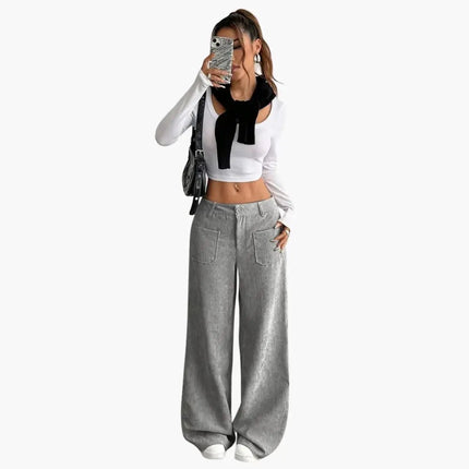 Women's Corduroy Pants with High Waist and Pockets