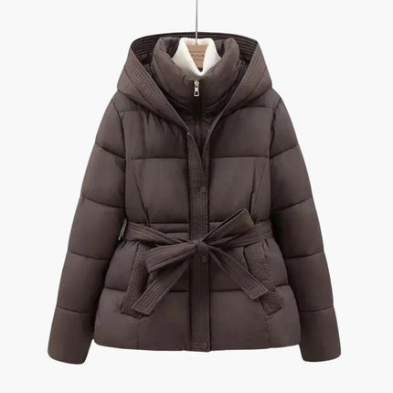 Women’s Quilted Jacket with Hood and Belt