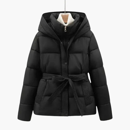 Women’s Quilted Jacket with Hood and Belt