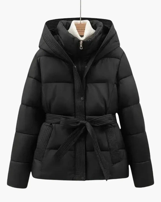 Women’s Quilted Jacket with Hood and Belt
