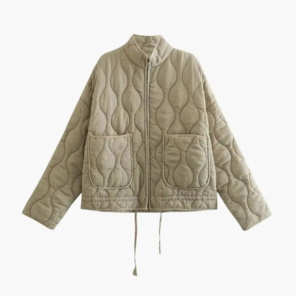 Women's Quilted Jacket with Zipper and Side Pockets