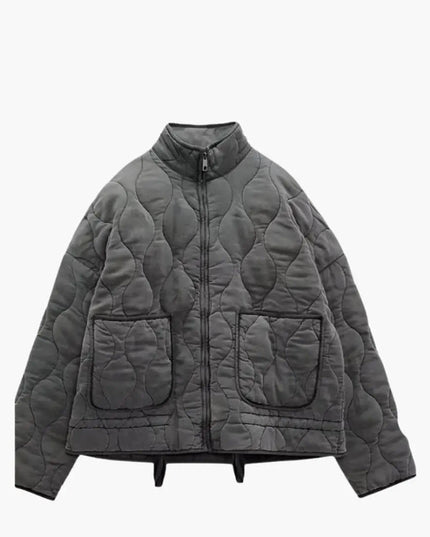 Women's Quilted Jacket with Zipper and Side Pockets