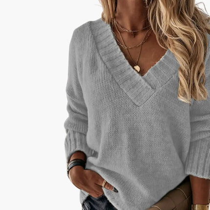 Women's Knit Sweater with V-Neck