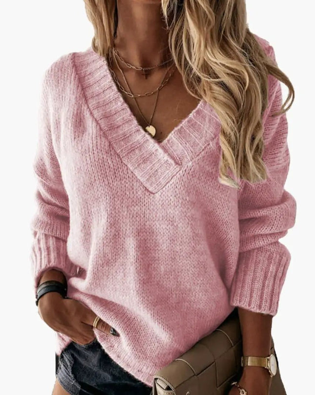 Women's Knit Sweater with V-Neck