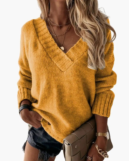 Women's Knit Sweater with V-Neck