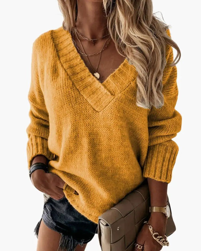 Women's Knit Sweater with V-Neck