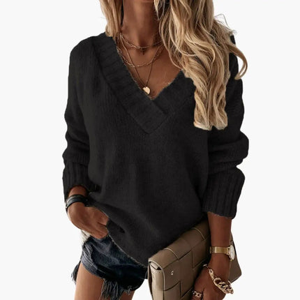 Women's Knit Sweater with V-Neck
