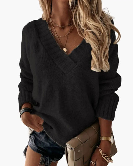 Women's Knit Sweater with V-Neck