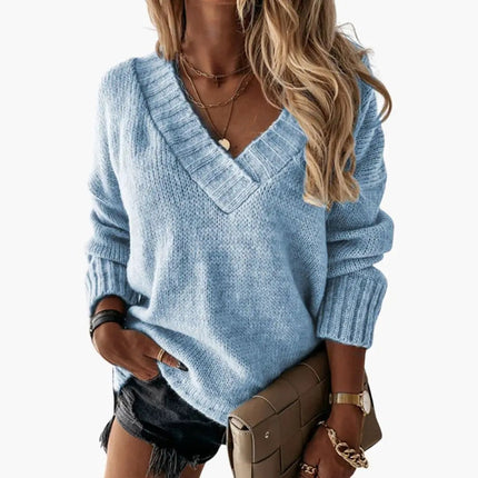 Women's Knit Sweater with V-Neck