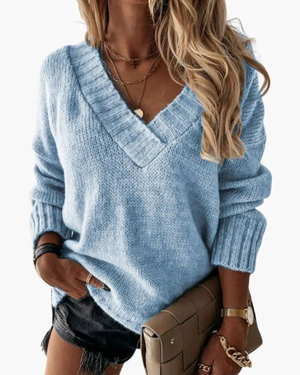 Women's Knit Sweater with V-Neck