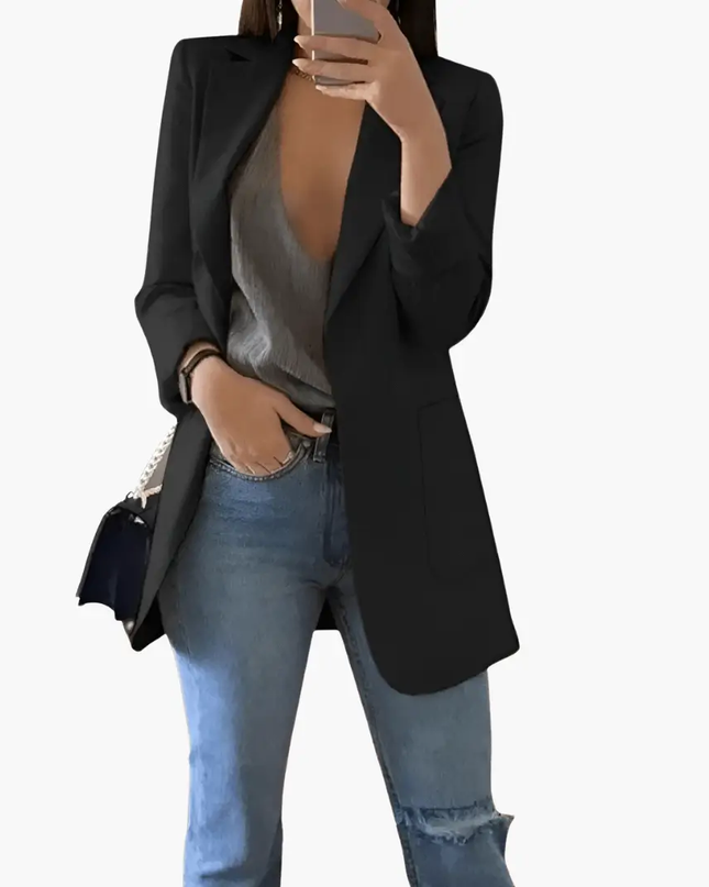 Women’s Blazer with Open Front and Long Sleeves