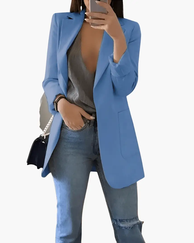 Women’s Blazer with Open Front and Long Sleeves