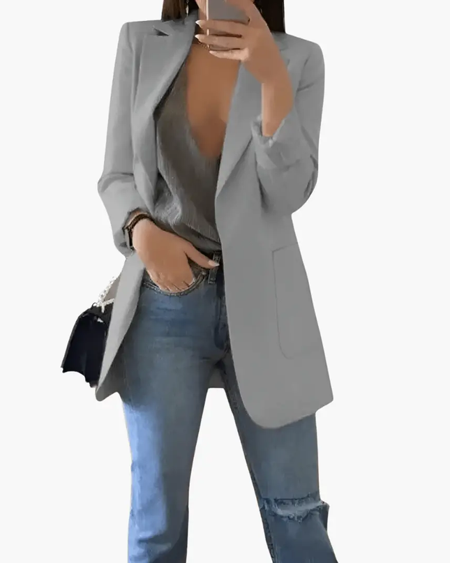 Women's Blazer with Long Sleeves and Front Pockets