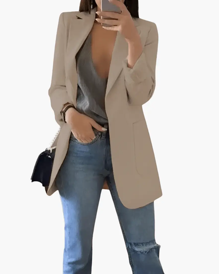 Women’s Blazer with Open Front and Long Sleeves