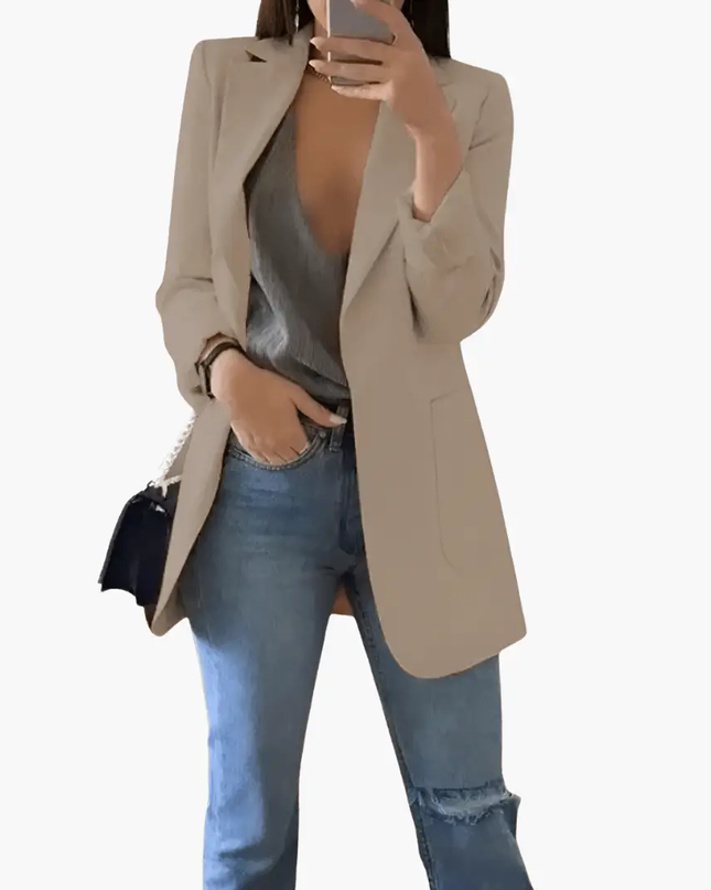 Women's Blazer with Long Sleeves and Front Pockets
