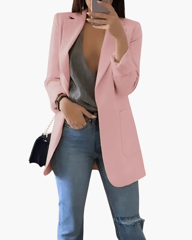 Women's Blazer with Long Sleeves and Front Pockets