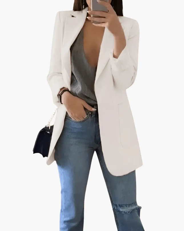 Women's Blazer with Long Sleeves and Front Pockets