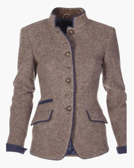 Women's jacket with stand-up collar and flap pockets