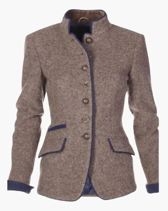 Women's jacket with stand-up collar and flap pockets