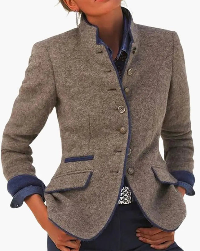 Women's jacket with stand-up collar and flap pockets