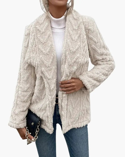 Women's Jacket with Open Front and Textured Surface