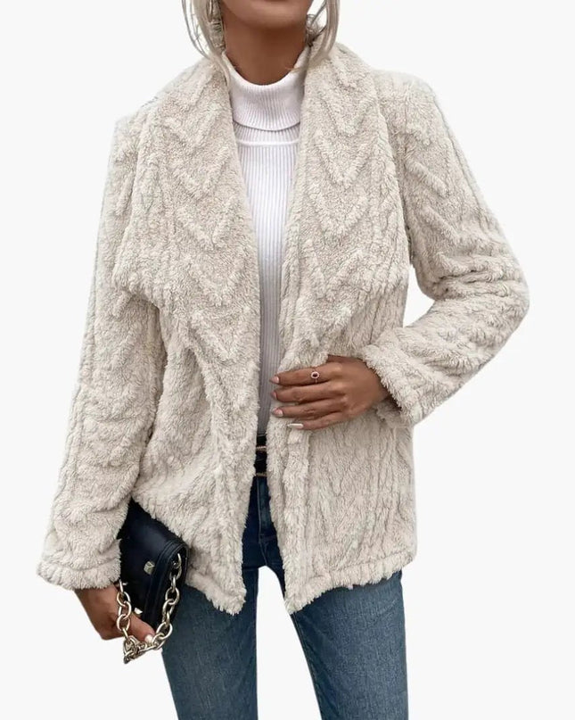 Women's Jacket with Open Front and Textured Surface