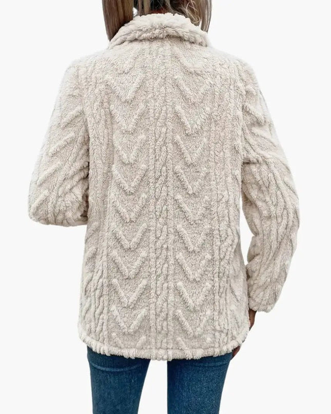 Women's Jacket with Open Front and Textured Surface