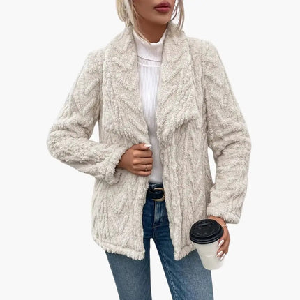 Women's Jacket with Open Front and Textured Surface