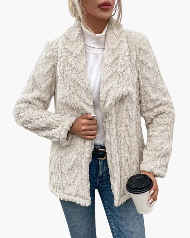 Women's Jacket with Open Front and Textured Surface