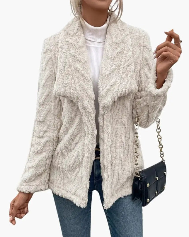 Women's Jacket with Open Front and Textured Surface