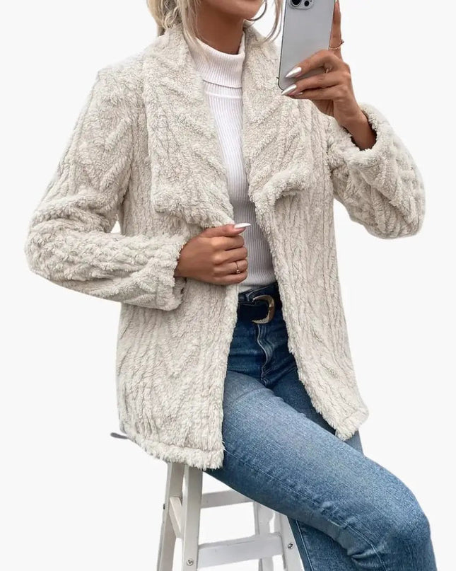 Women's Jacket with Open Front and Textured Surface