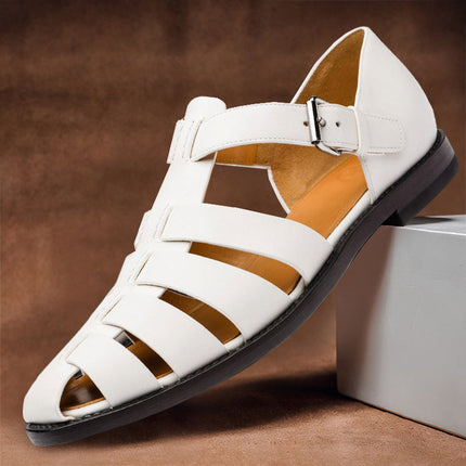Men’s Sandals with Buckle Strap and Closed Toe
